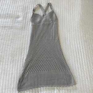 Athletic Capri Crochet Cotten gray dress. Criss-Cross back. Size S